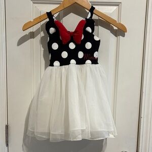 Polka Dot Tulle Minnie Dress with Red Bow